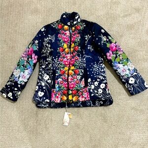Johnny Was Multicolor Floral Puffer Jacket